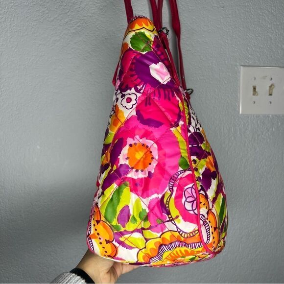 Vera Bradley Clementine Puffy Pink/White Multicolor Floral Medium Tote Bag - Picture 4 of 10